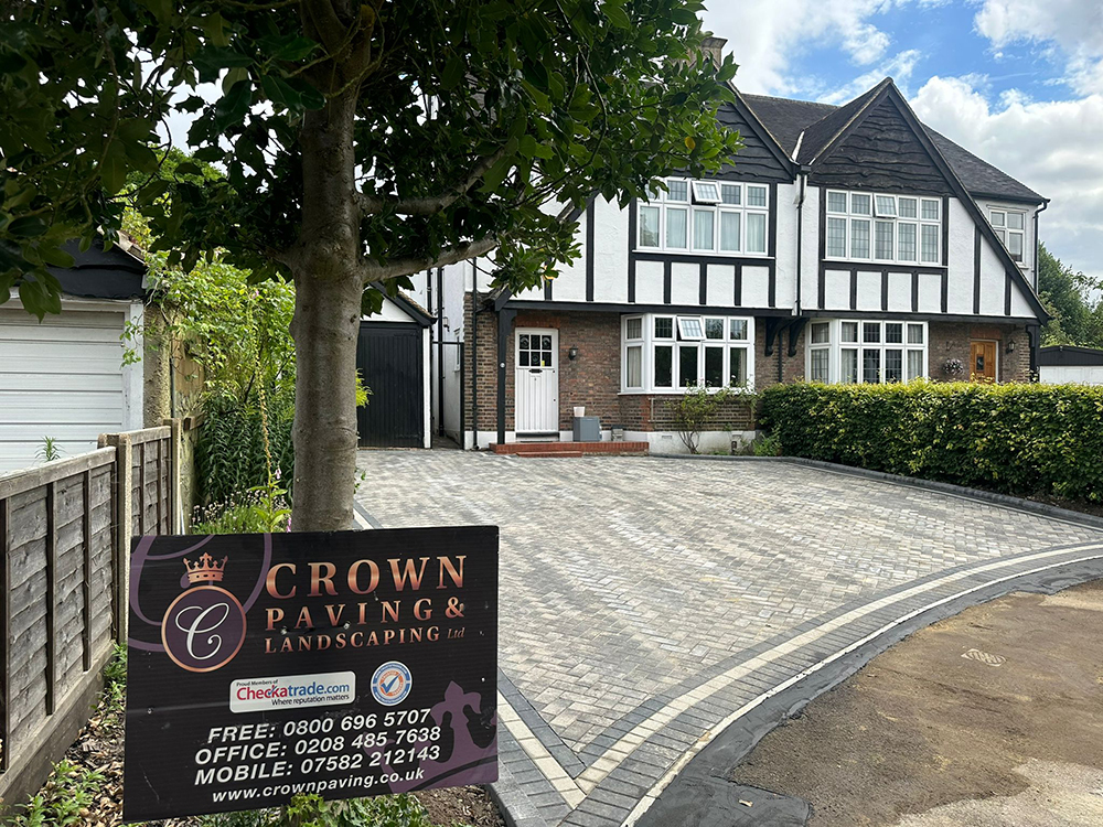 Grey block paving driveway in Chislehurst